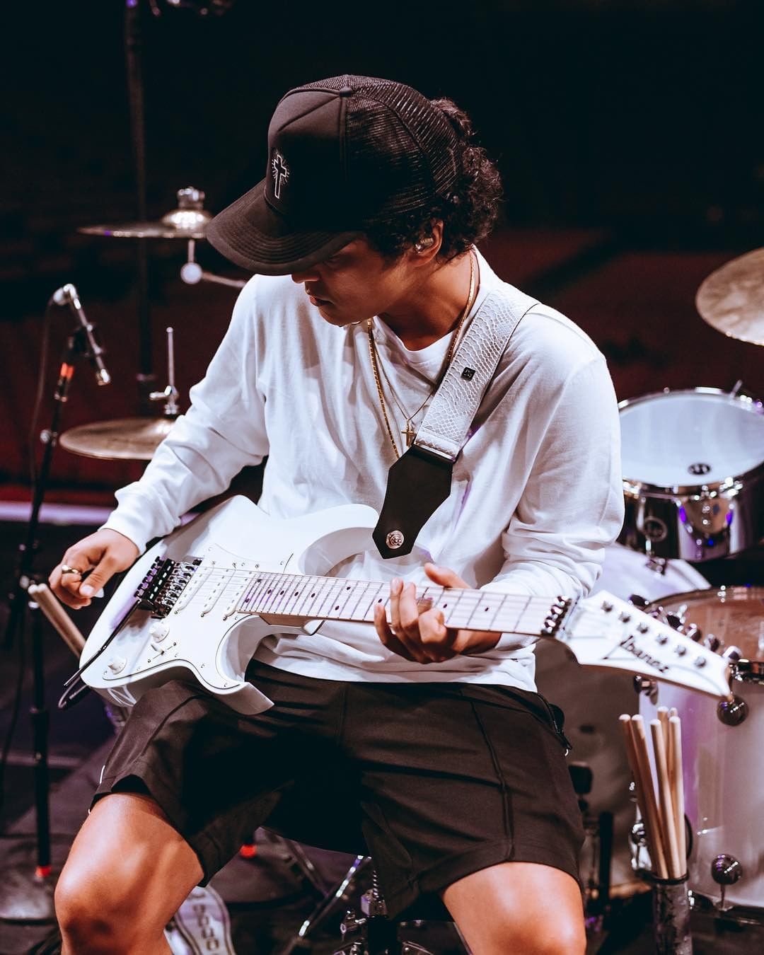 Bruno Mars wearing The Standard Issue Long Sleeve during tour rehearsal