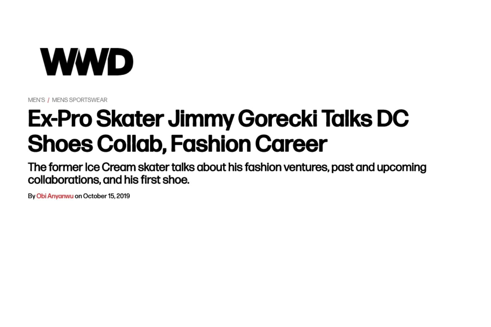 Standard Issue's Jimmy Gorecki Talks DC Collab with WWD