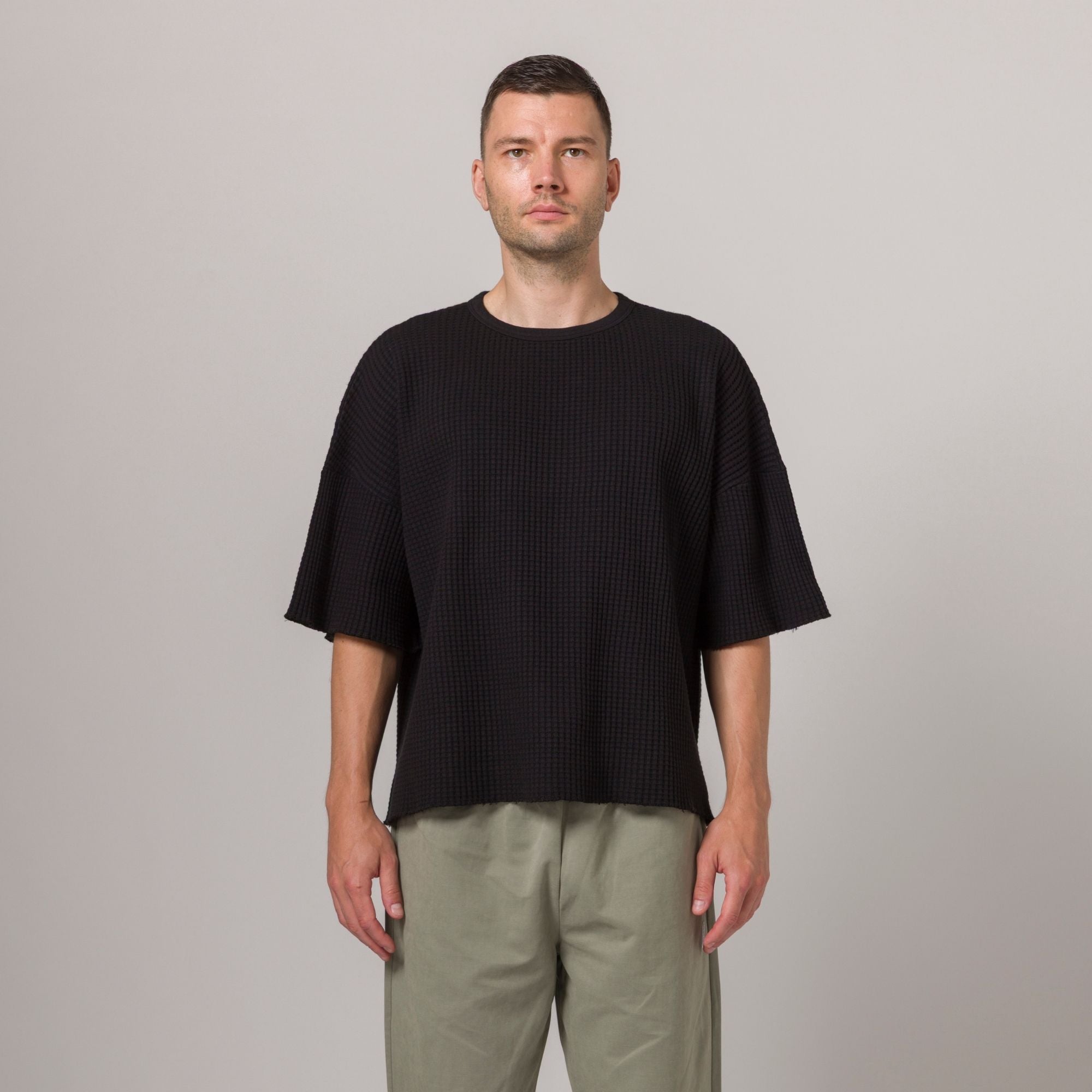 Short Sleeve Thermal Sweater Black