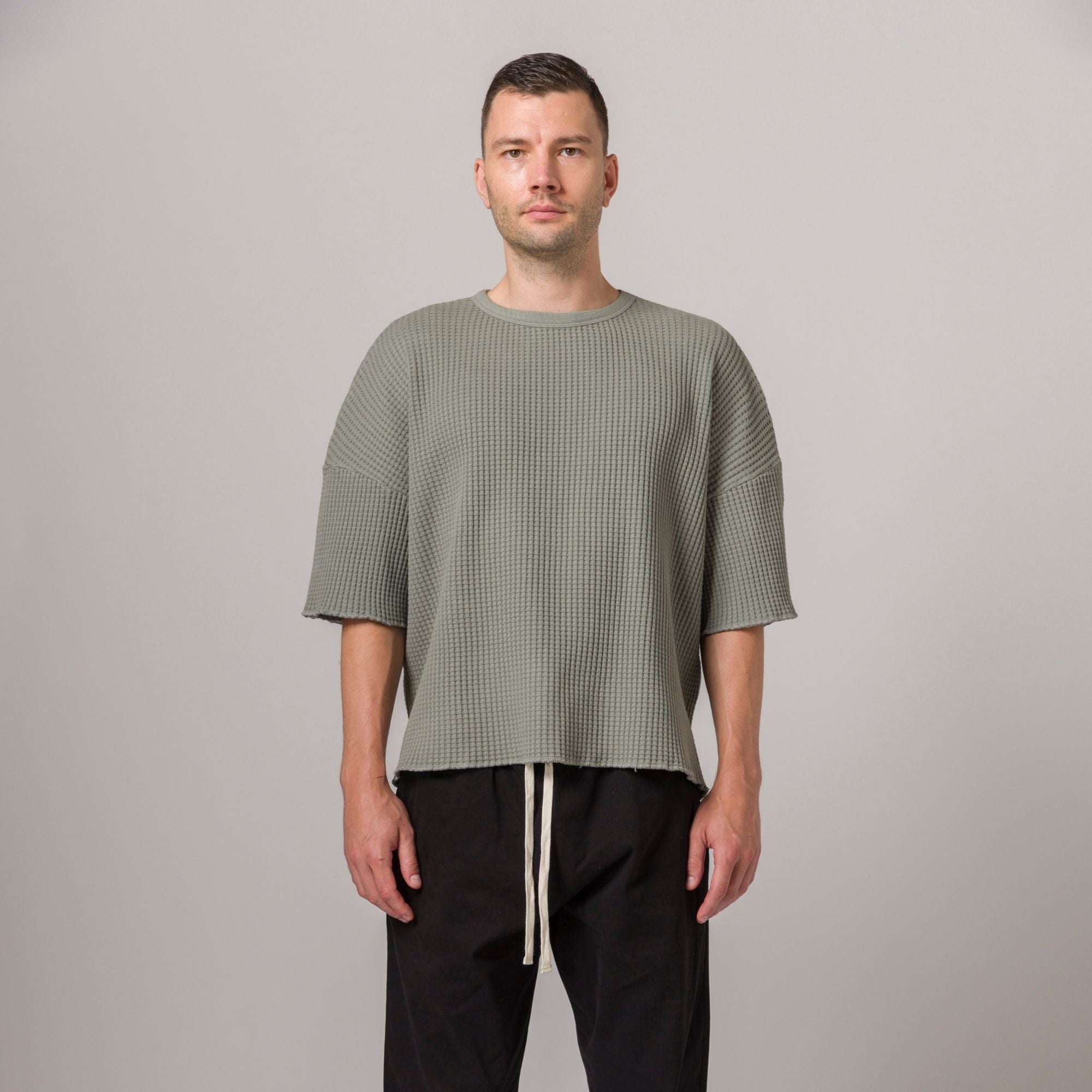 Short Sleeve Thermal Sweater Concrete