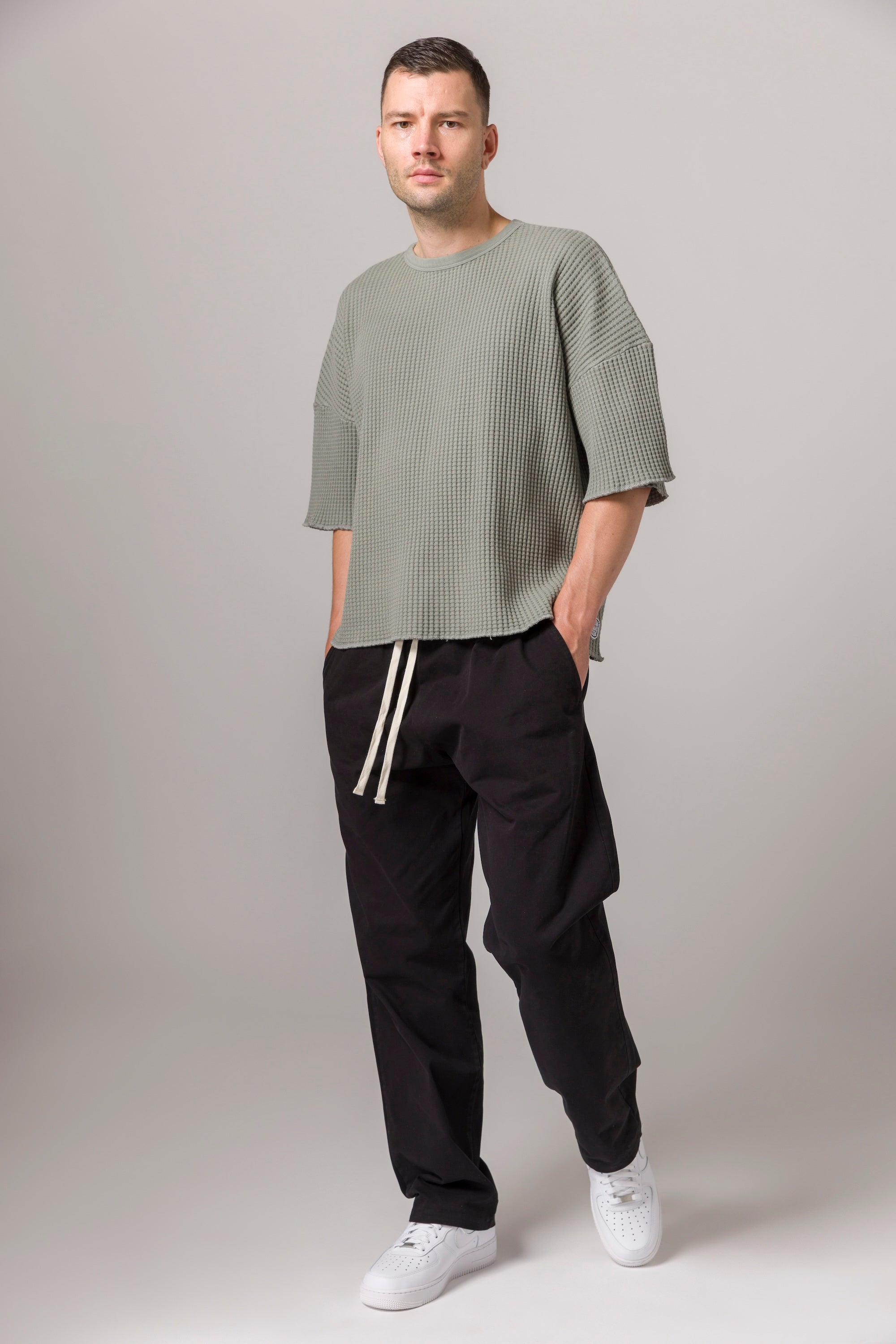 Short Sleeve Thermal Sweater Concrete