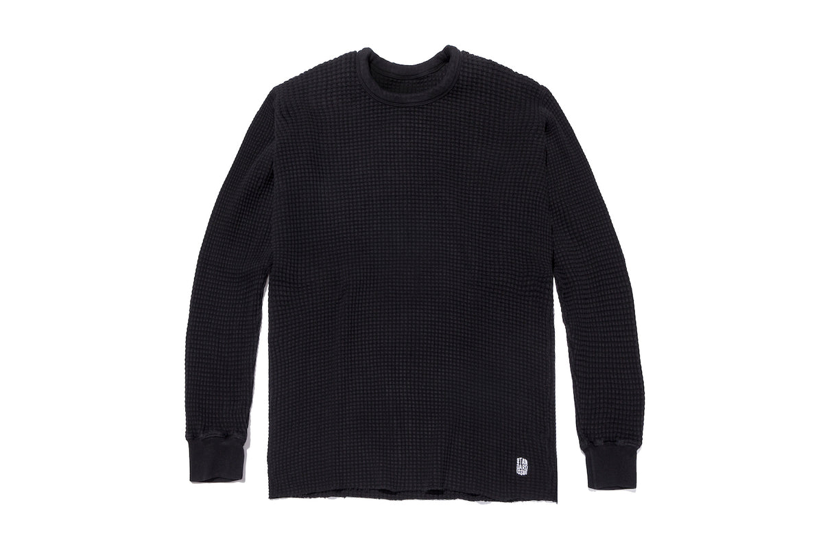 Traders Black Waffle Knit Thermal T-Shirt - Lowes Menswear