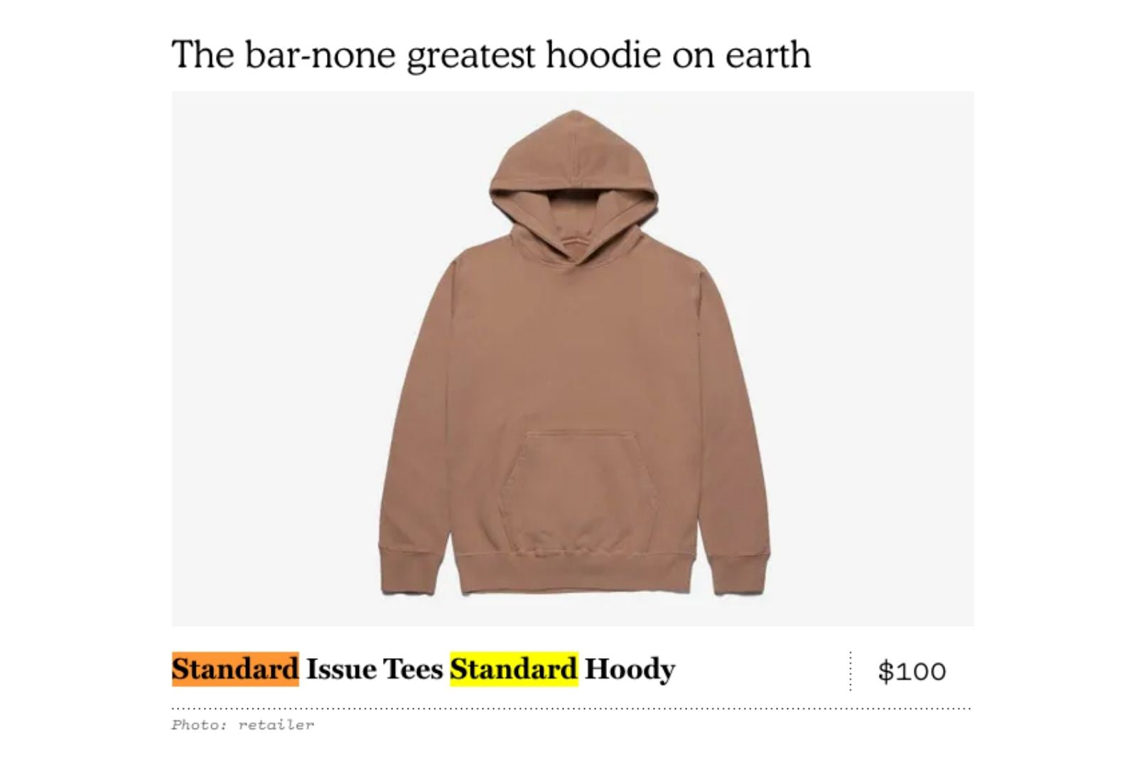 NY Mag Standard Issue Hoody