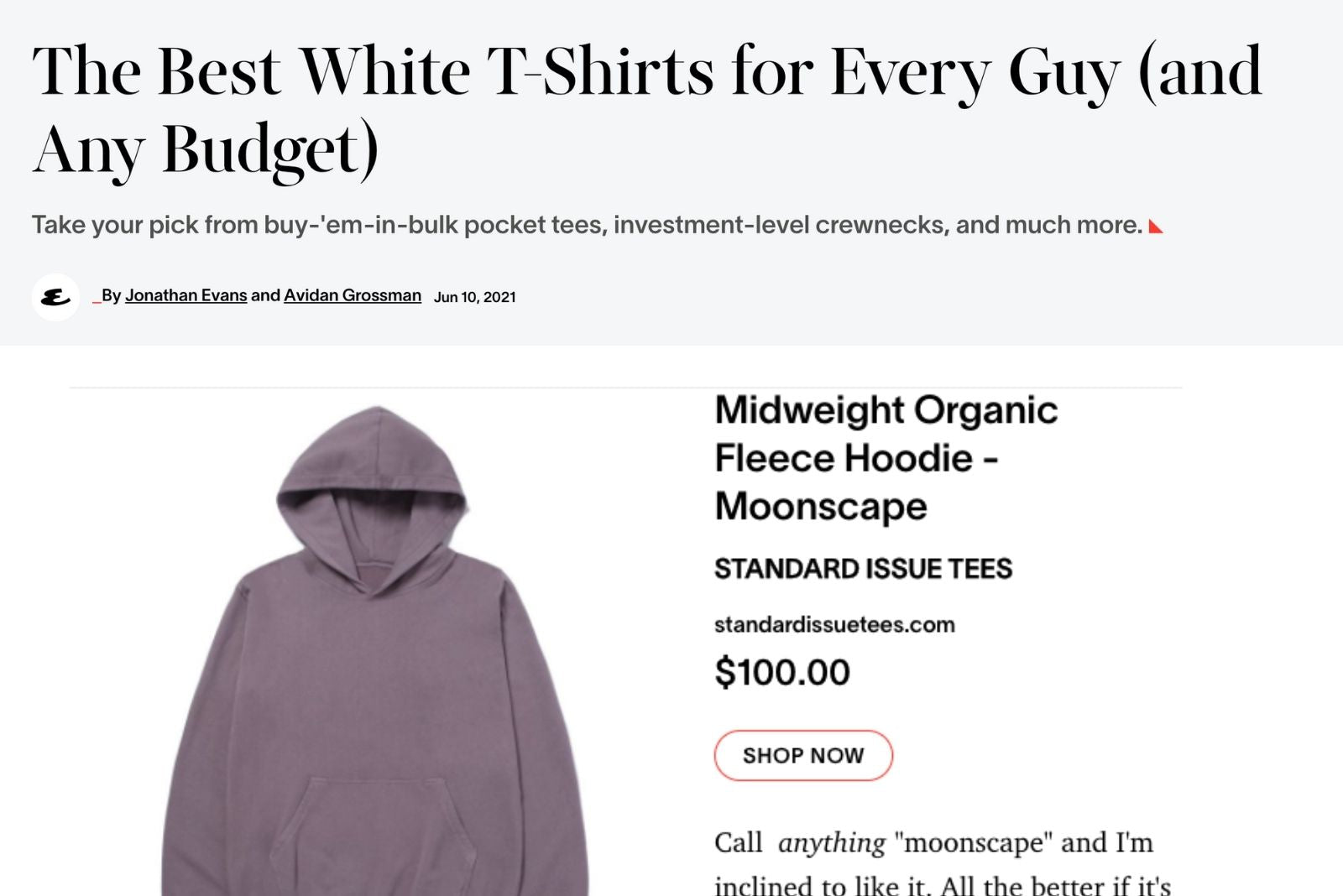 Esquire magazine Standard Issue Tees