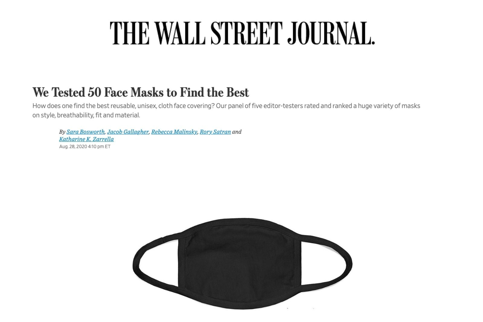 Wall Street Journal Masks 
