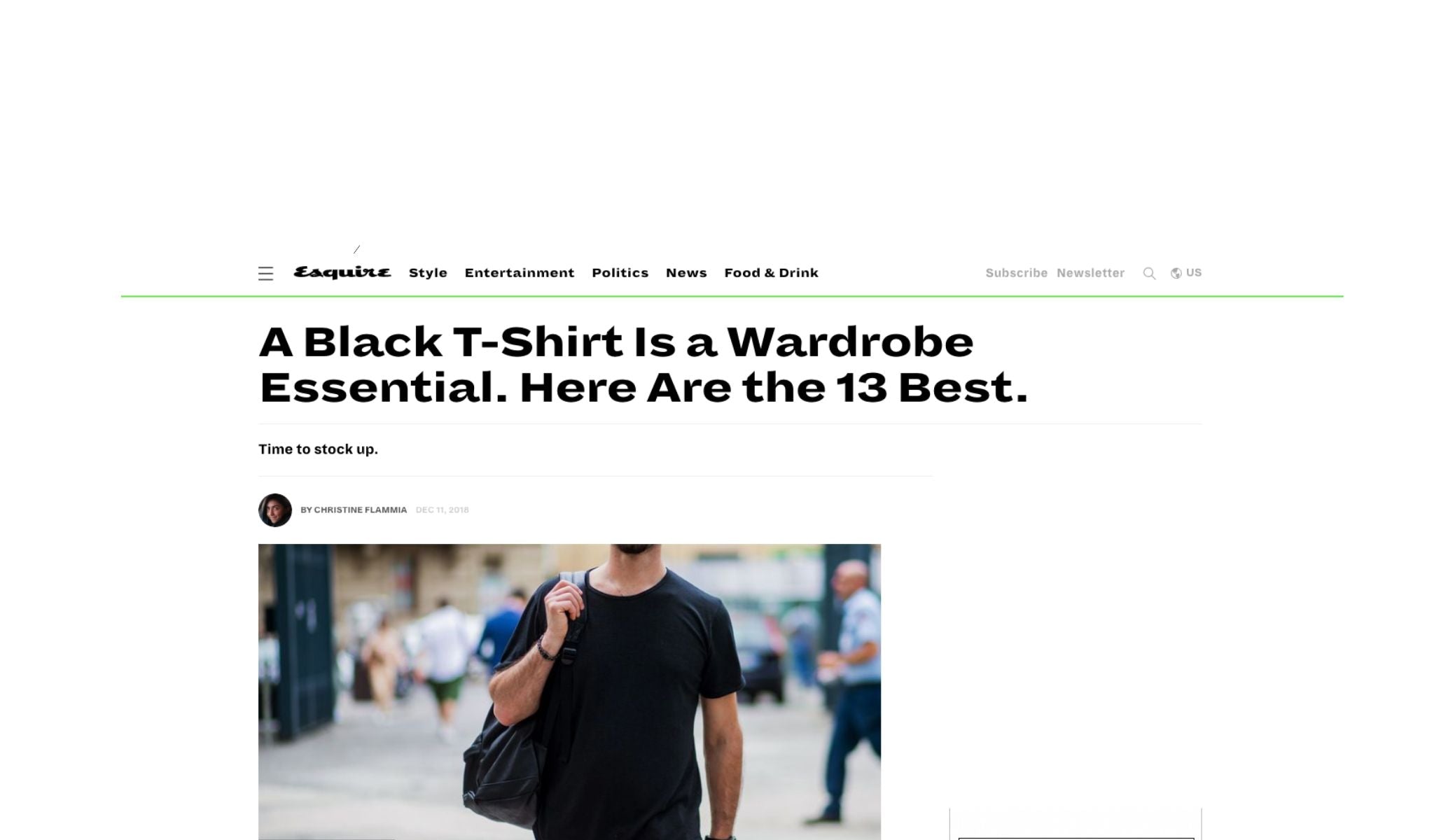Standard Issue Tee Featured in Esquire's A Black T-Shirt Is a Wardrobe Essential