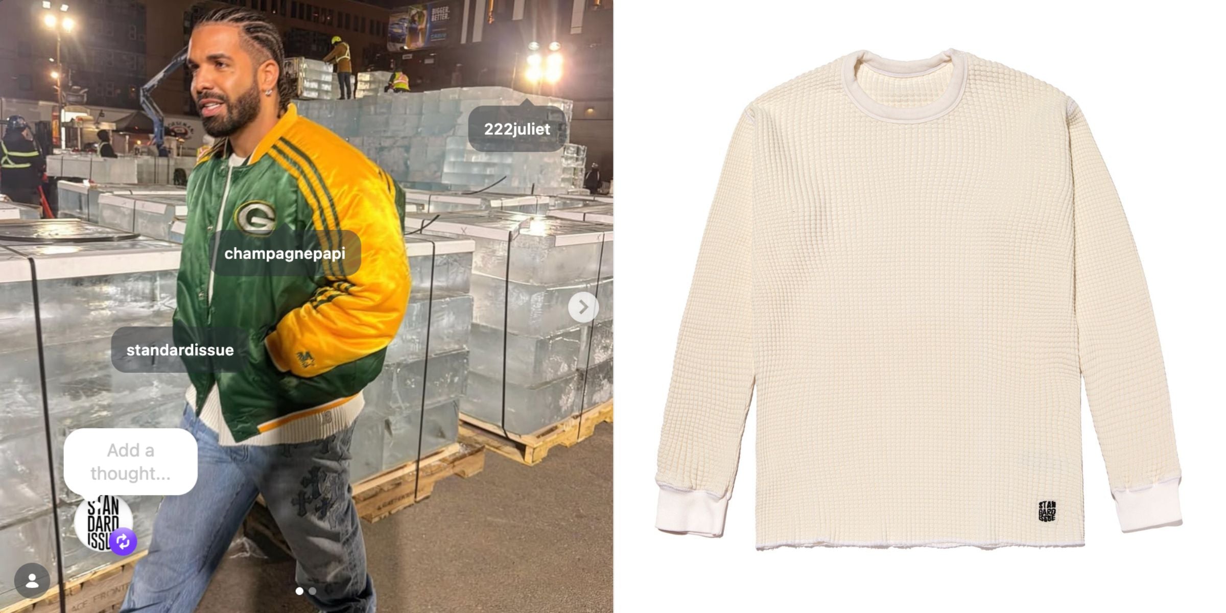 Drake Spotted in the Standard Thermal Sweater