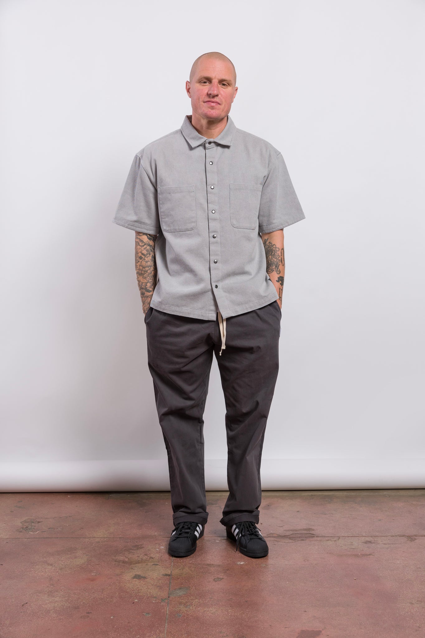 Button Down Work Shirt Dusty Grey