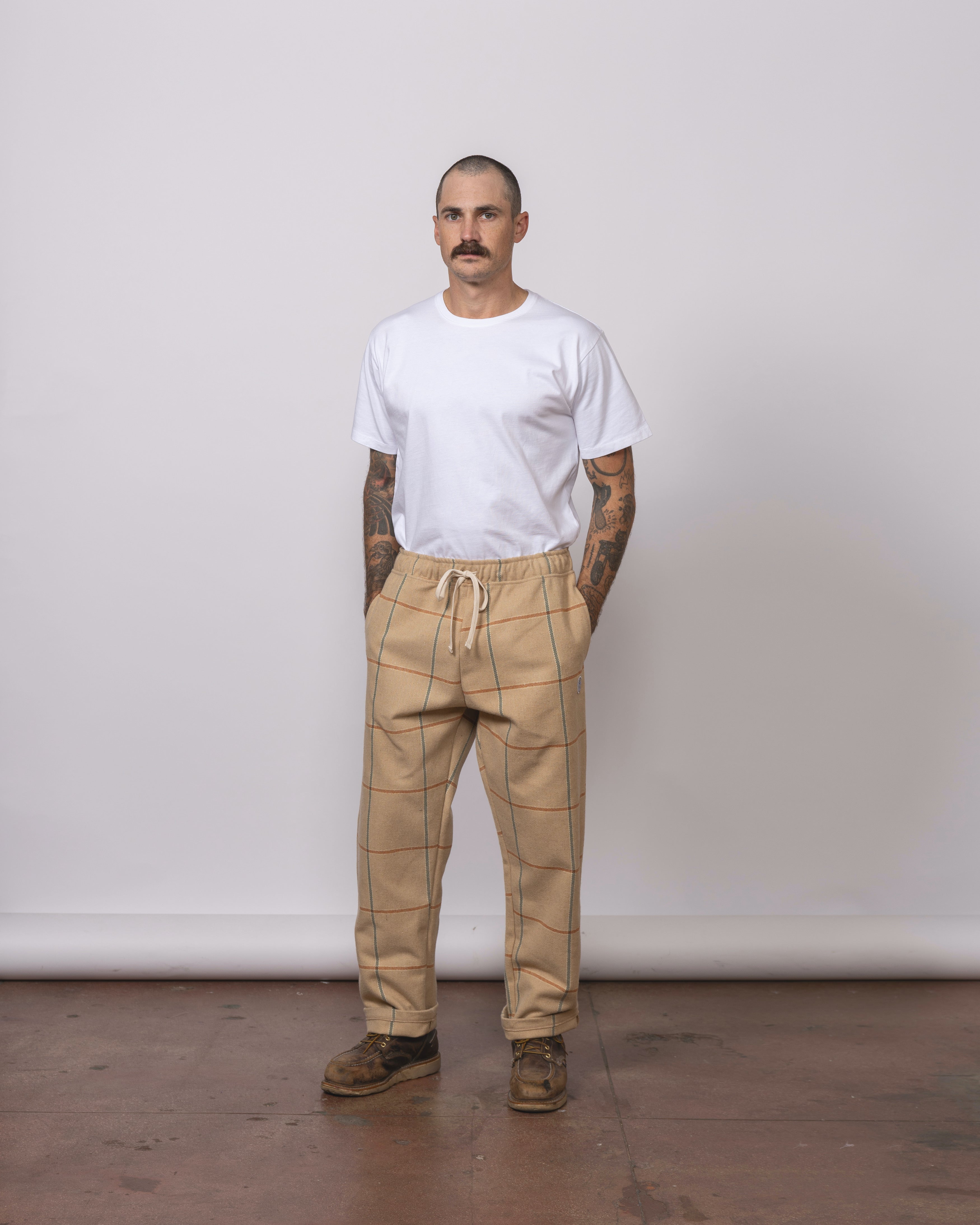 Wool Slacker Pant - Tan Plaid