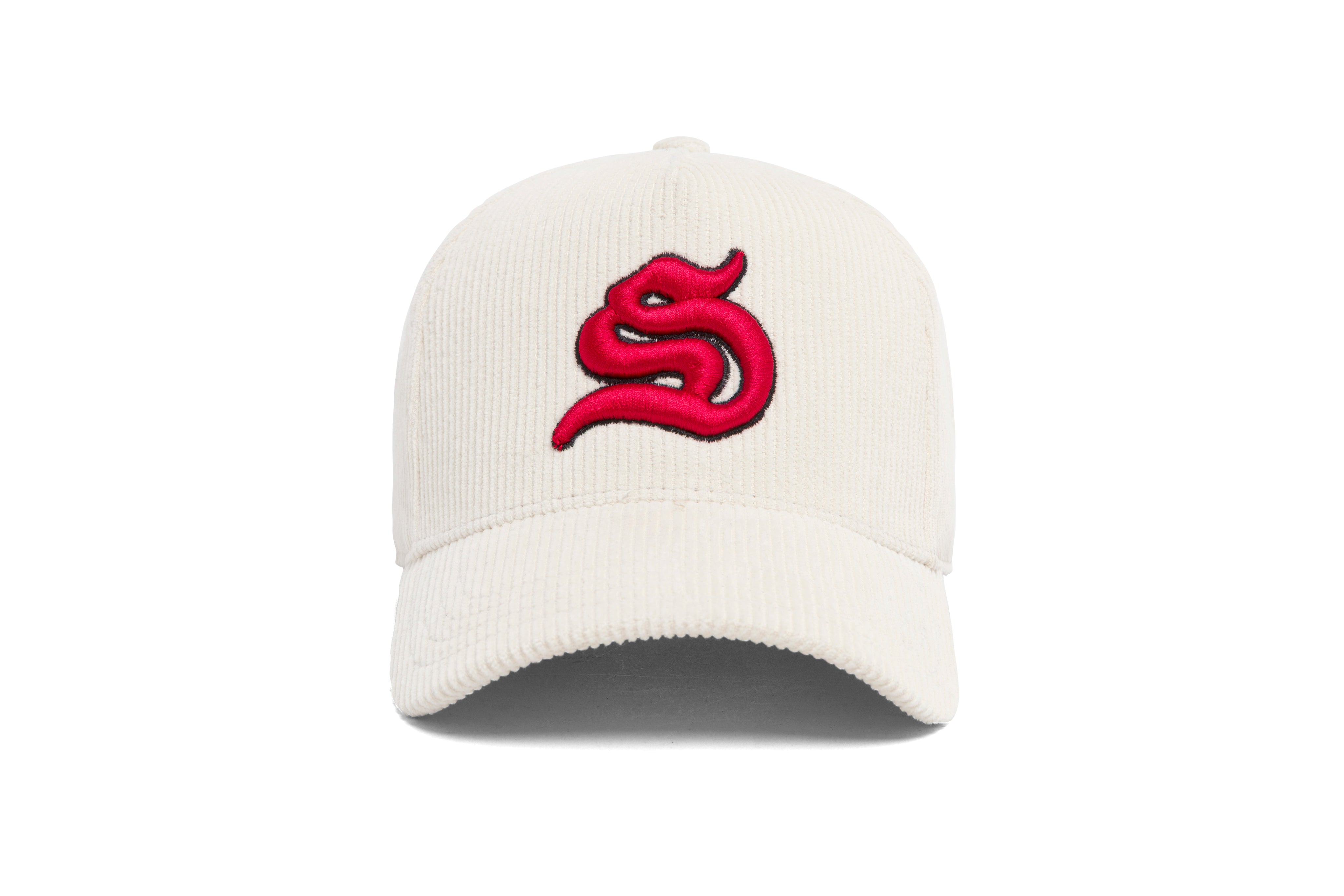 S Monogram Corduroy Cream Snap Back Hat