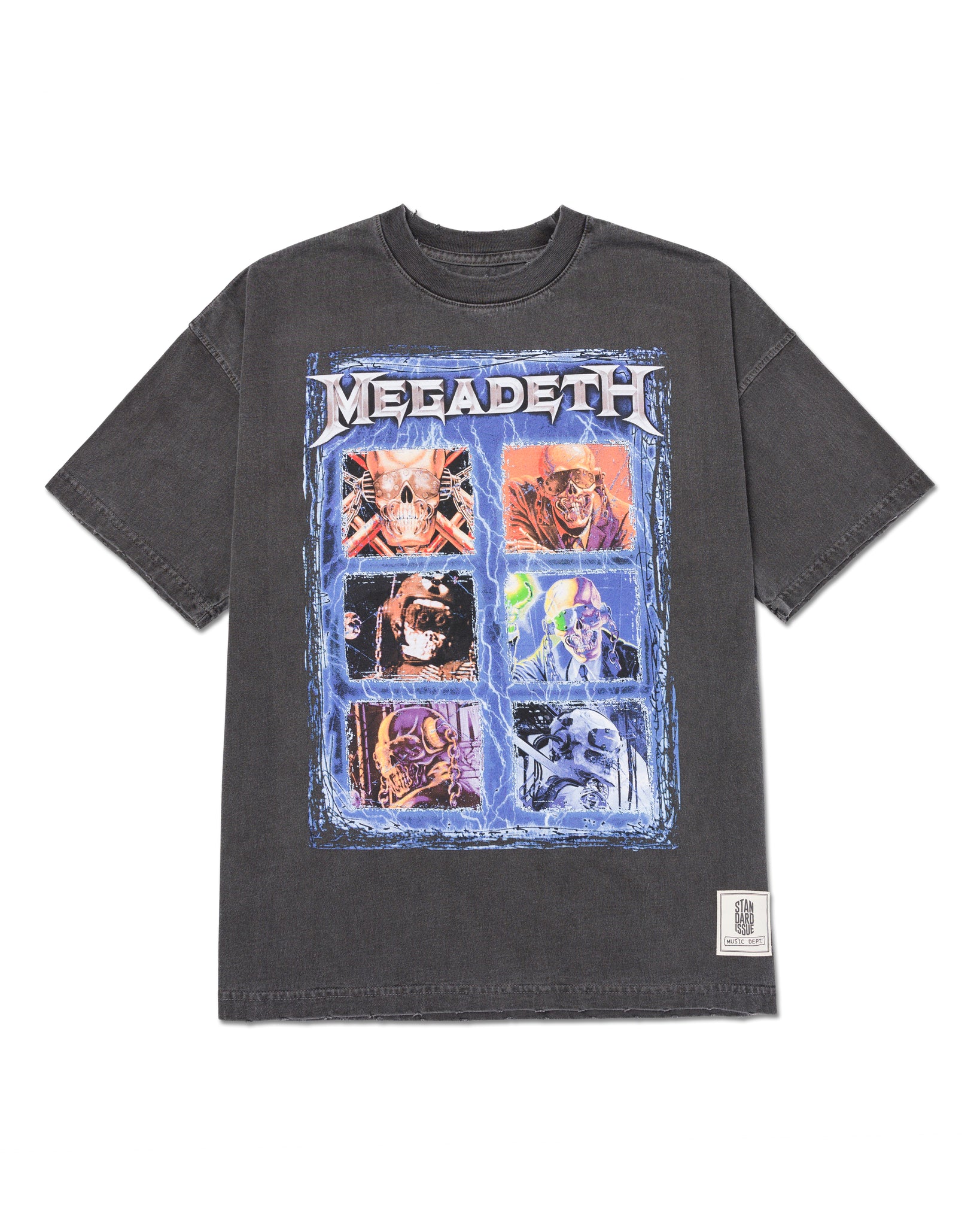 Megadeth Grid Boxy Tee Washed Vintage Black