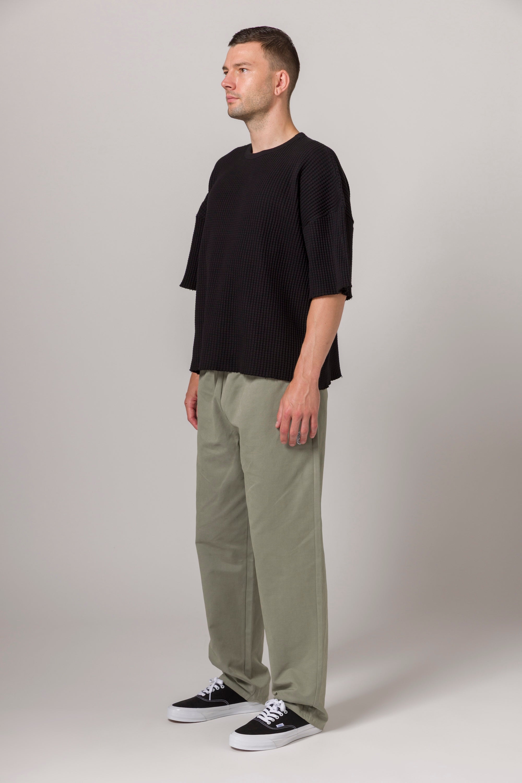 Short Sleeve Thermal Sweater Black