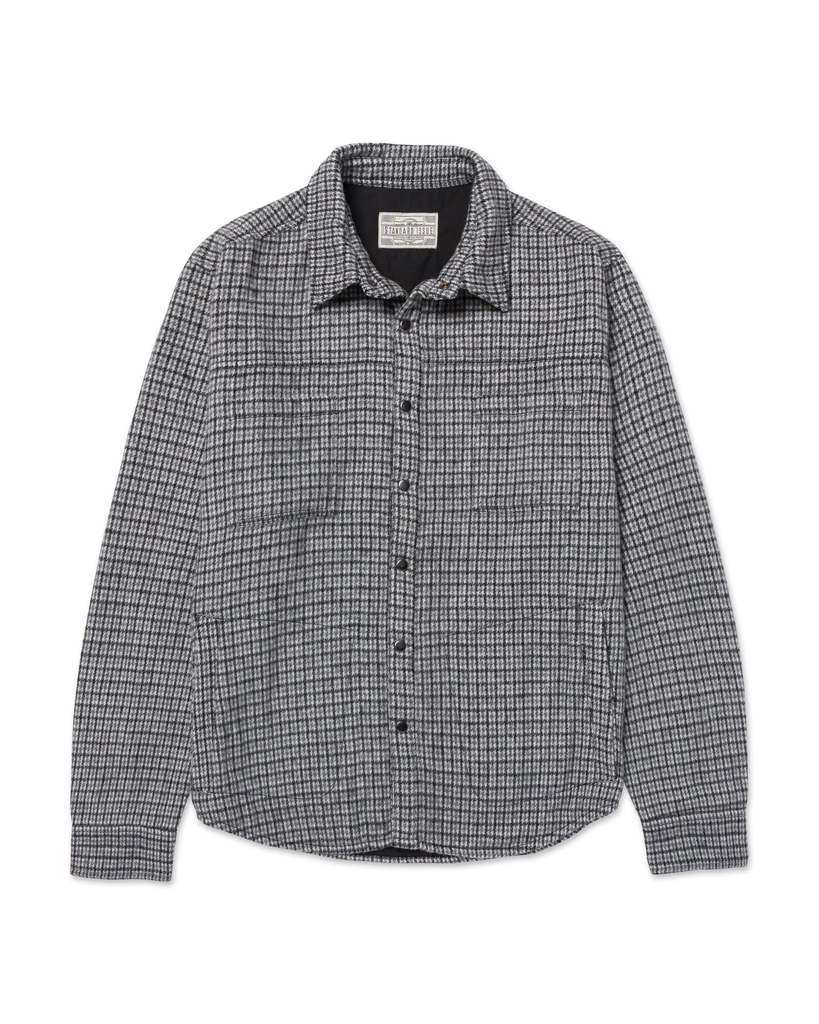 Flannel Houndstooth Shirt Jacket Grey