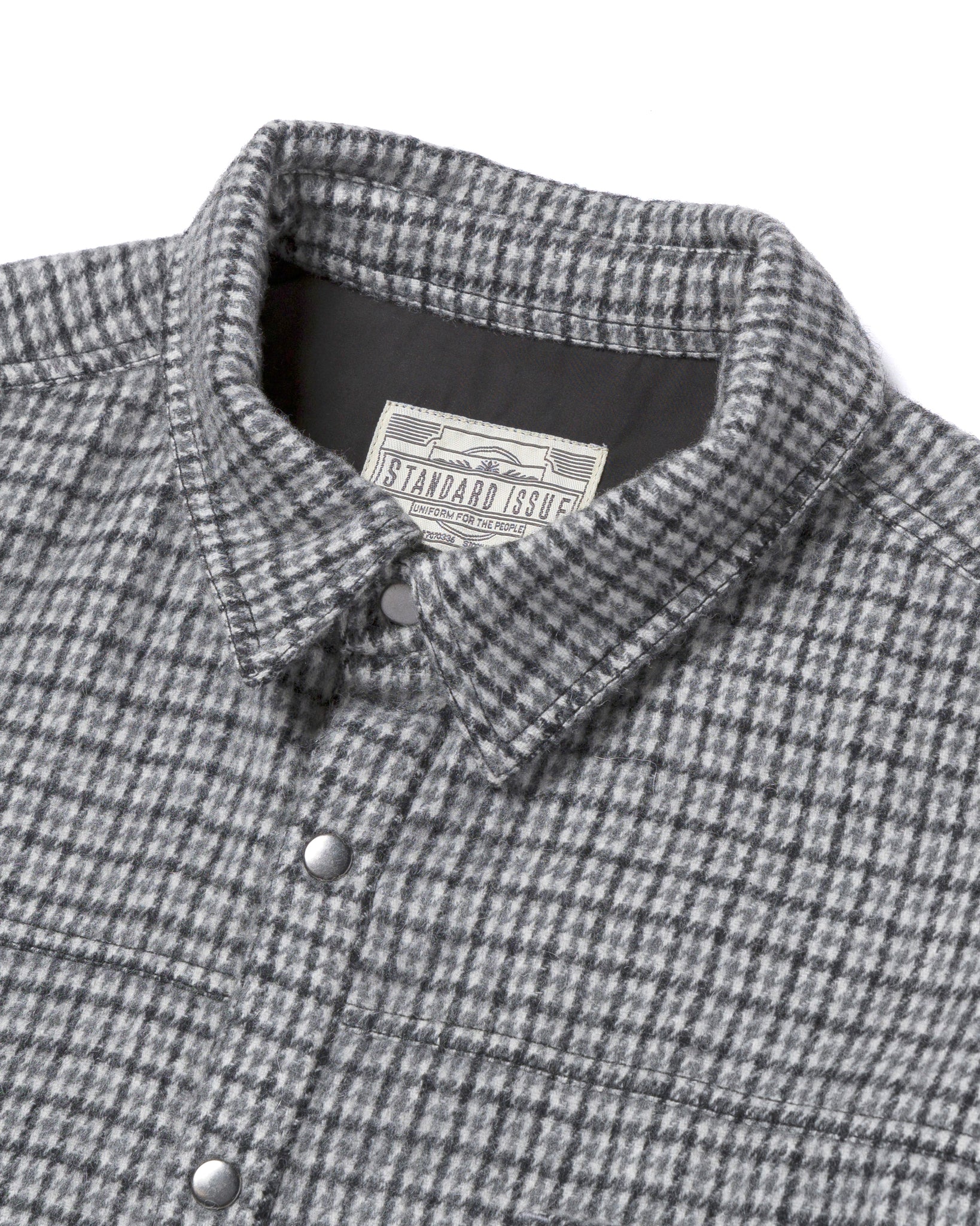 Flannel Houndstooth Shirt Jacket Grey