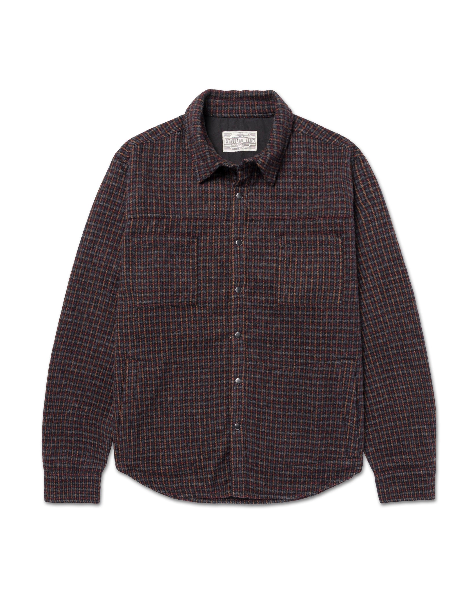 Flannel Houndstooth Shirt Jacket Brown