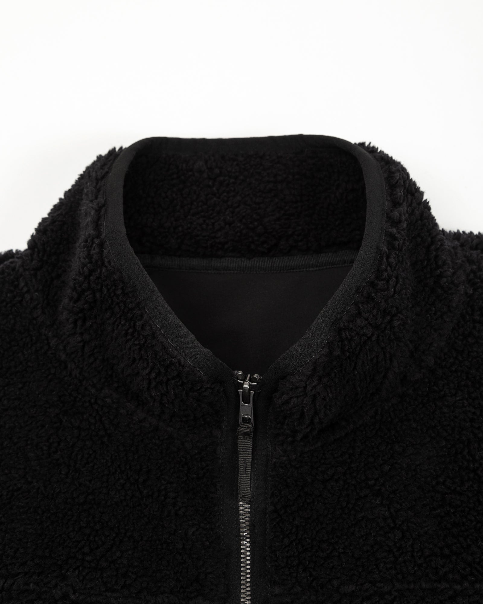 Cotton Shearling Full Zip Jacket Black