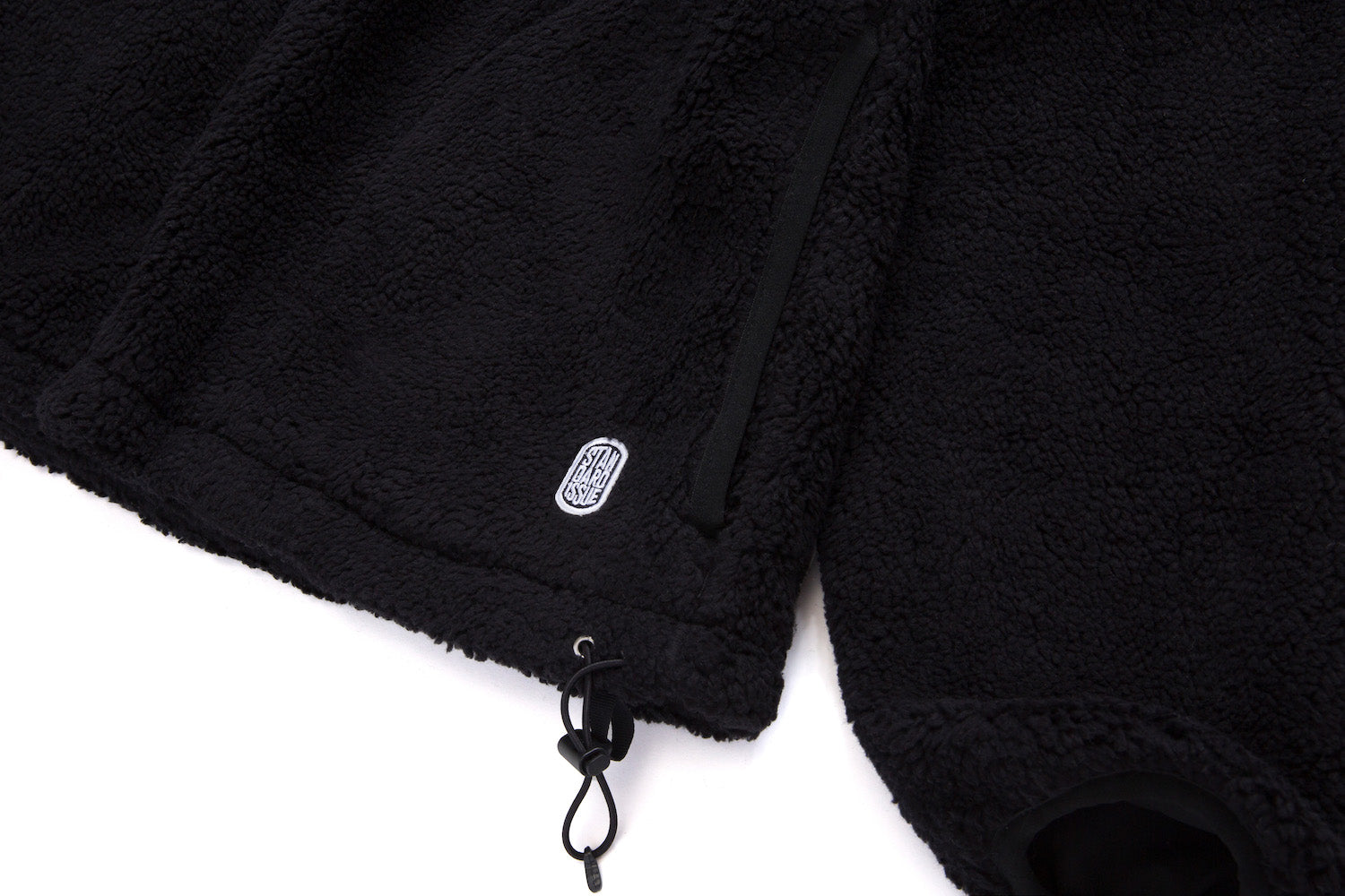 Cotton Shearling Mock Neck Pull Over Black