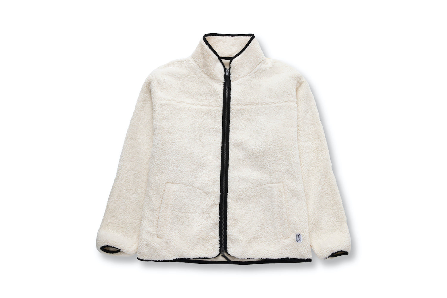 Cotton Shearling Full Zip Jacket Natural